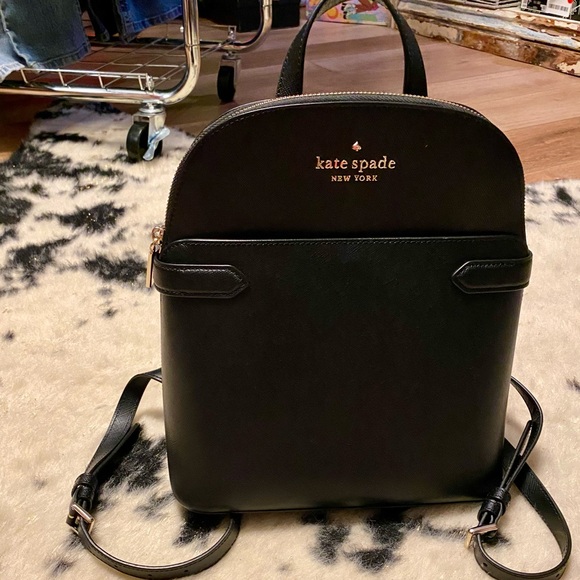 kate spade Handbags - Kate Spade ♠️ Black Pebbled Genuine Leather Backpack with Gold Hardware